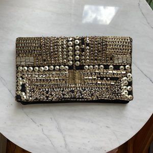 BCBG BCBGeneration Metallic Beaded Clutch